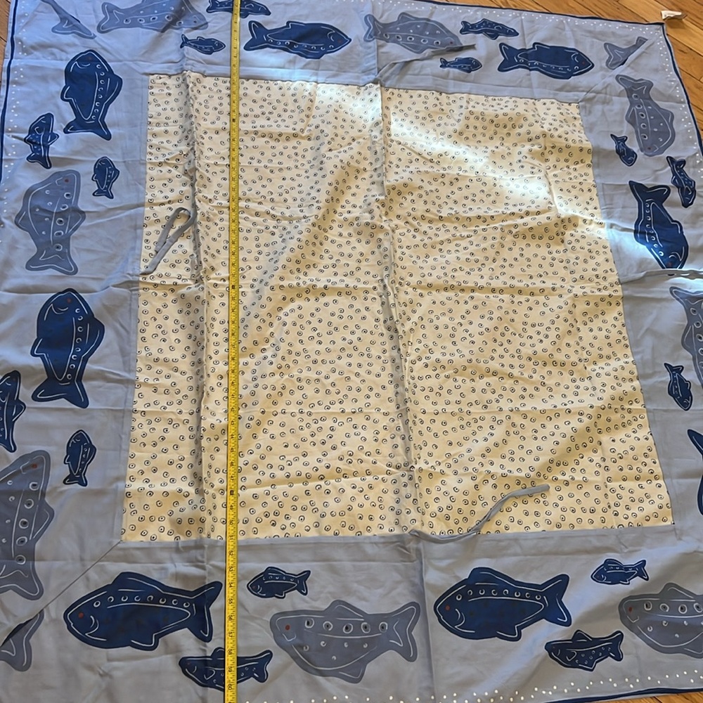 Blue fin bay dept 56 tablecloth square with tie ups at each chair NWT